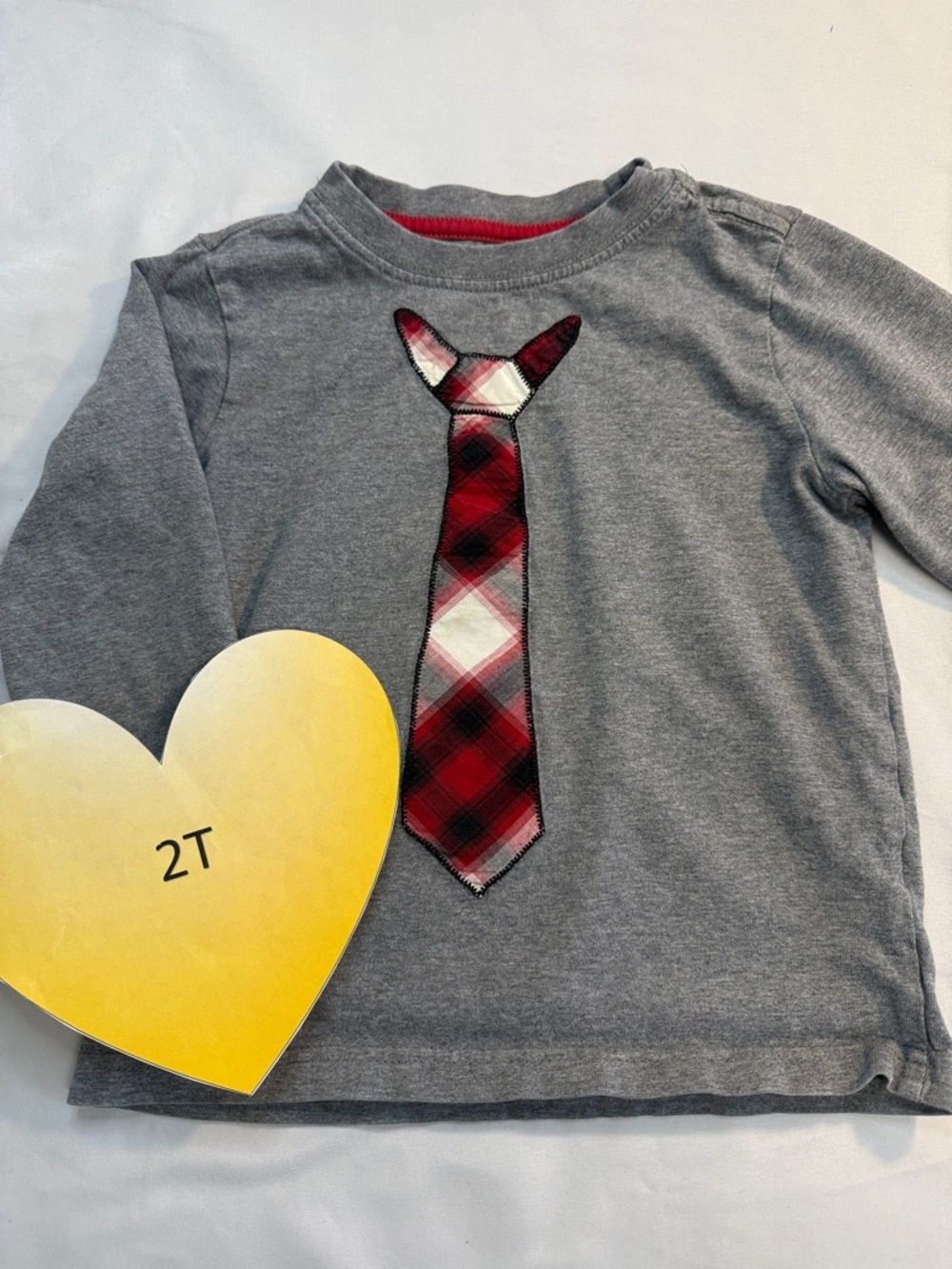 Gymboree - Kids Grey Shirt with Red Plaid Tie Design